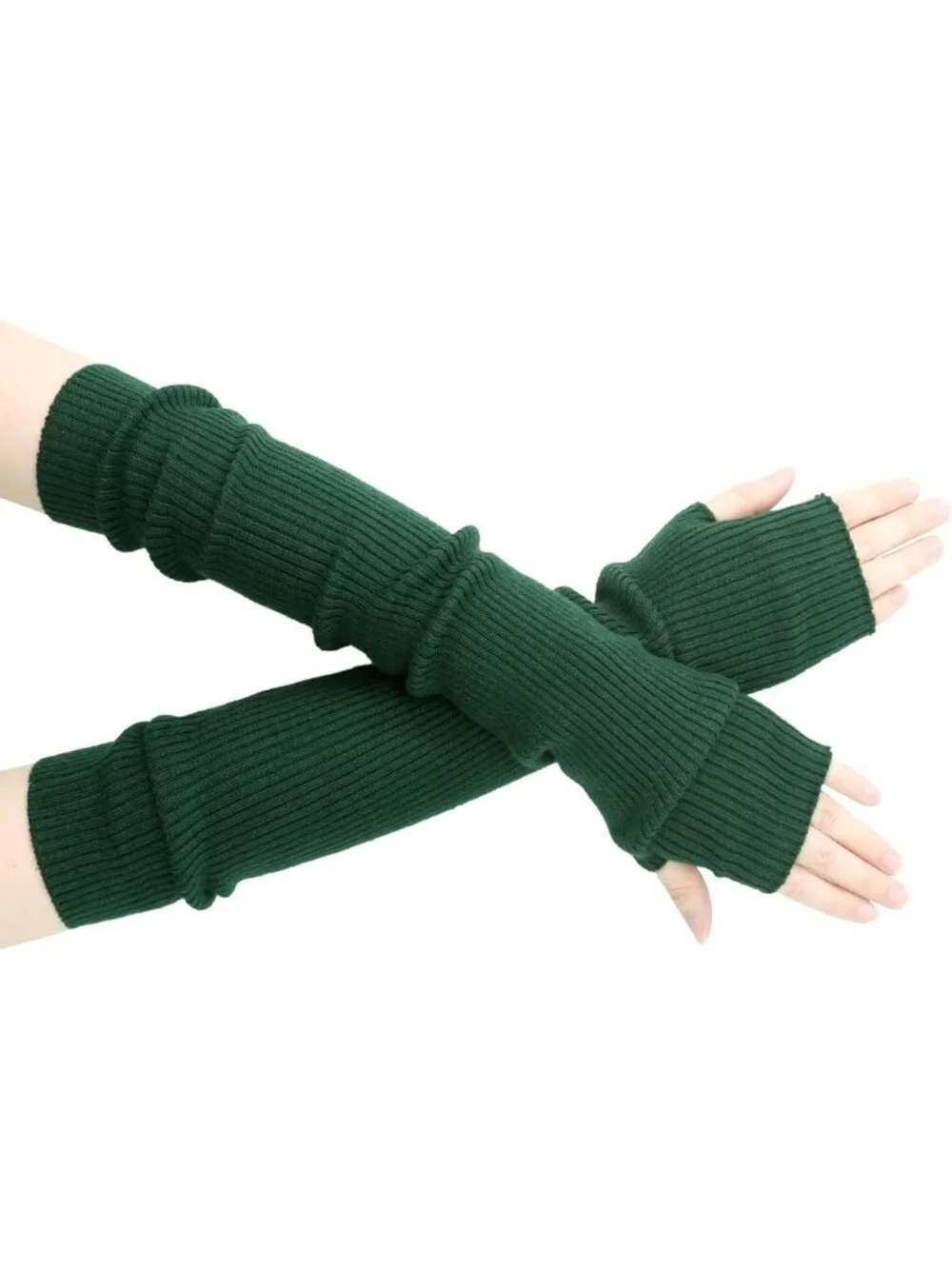 Cozy Cashmere Blend Winter Fingerless Gloves for Women - Soft Black Arm Warmers